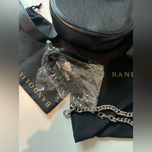 Shay Bandolier Black Crossbody Bag with Chain Strap (silver!) - Picture 11 of 16